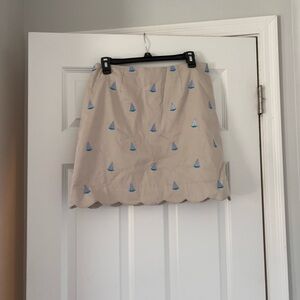 Lilly Pulitzer VTG Women’s Khaki Embroidered Sail Boats Skirt A-Line Sz 6